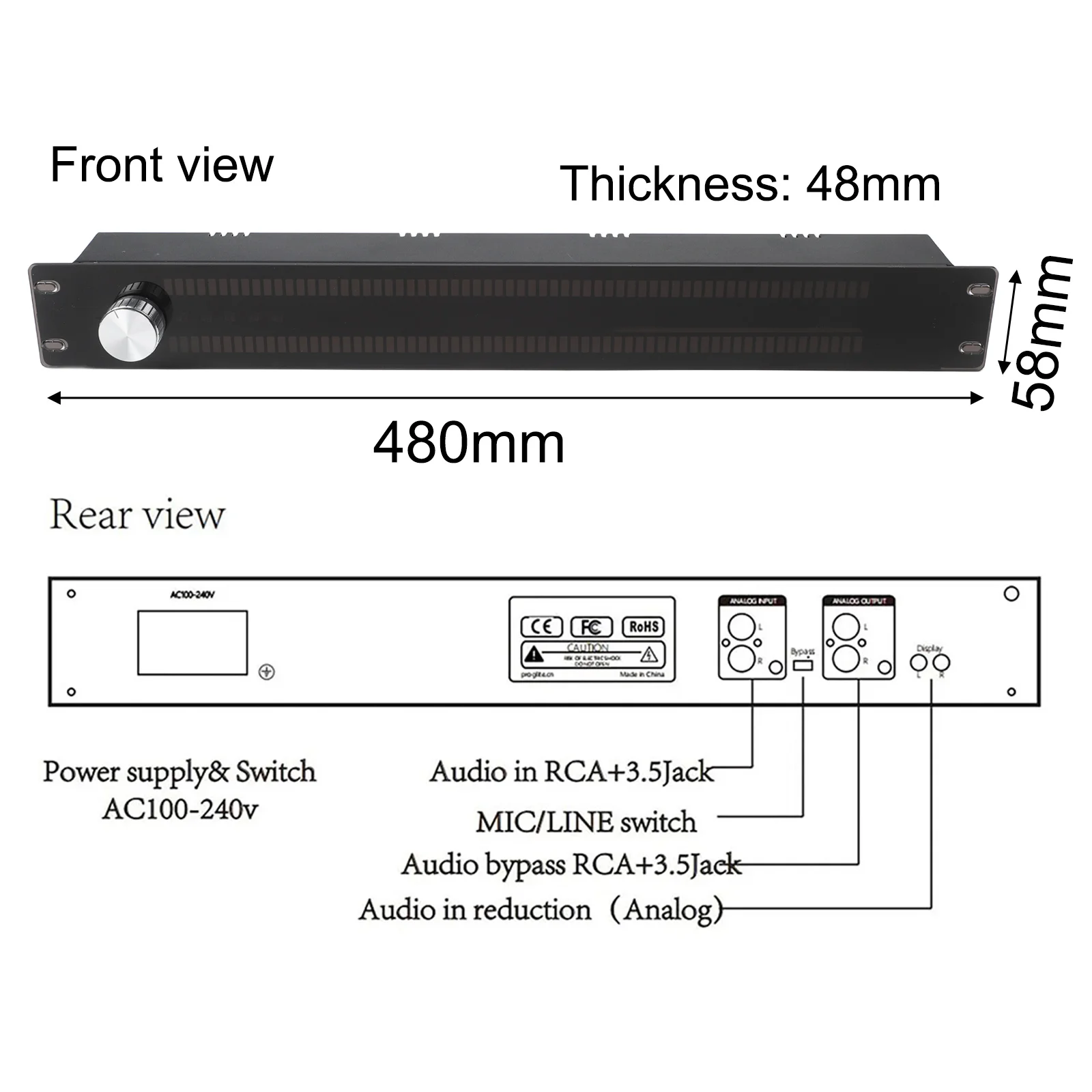 LED Music Level Indicator for Spectrum Monitoring Dual-Channel Full-Color VU Meter with Line Input and Voice Switching