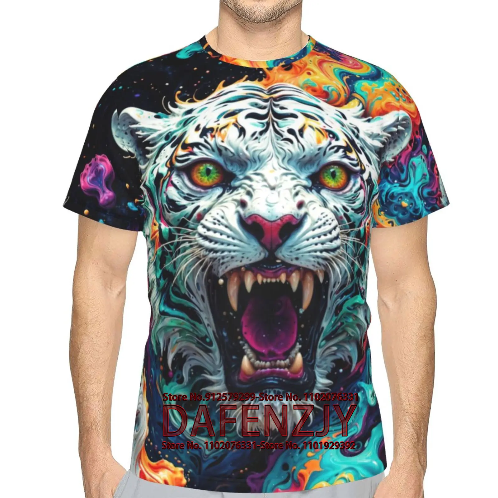 

Men's Novelity Tiger Graphic T-Shirts White Tiger 3D Print Summer Short Sleeve Tee Shirt