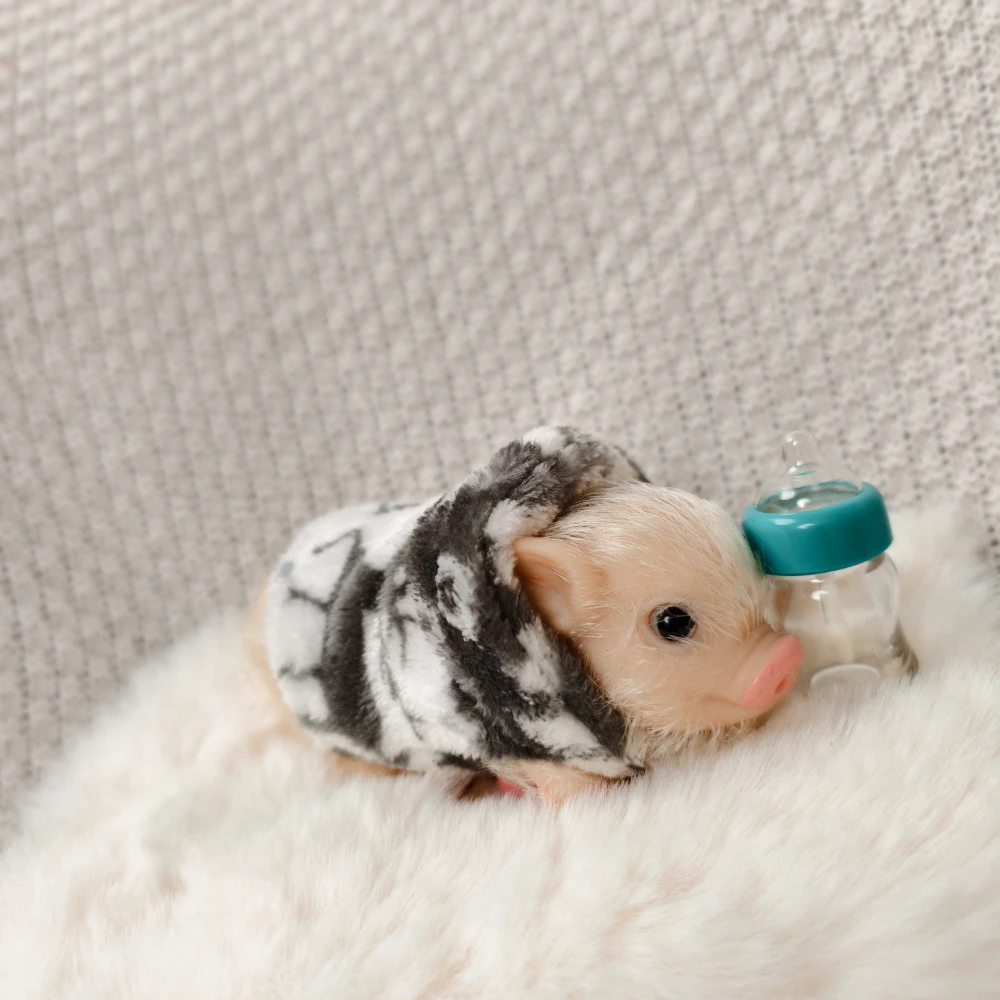 ตุ๊กตาหมูซิลิโคนขนาด 5 นิ้ว น่ารัก นุ่มนิ่ม เหมือนจริง พร้อมอุปกรณ์เสริม ตุ๊กตาหมูเหมือนจริงสำหรับเด็กแรกเกิด ของเล่นคลายเครียด ของขวัญ