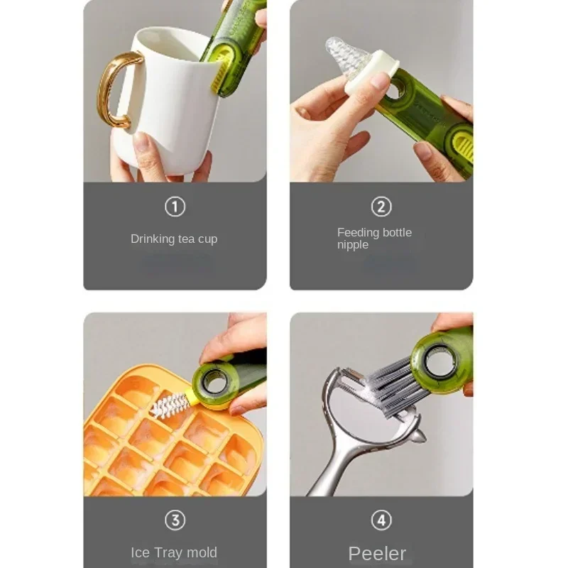 3-in-1 Cleaning Brush Water Bottle Lid Cleaning Brush Multi-Purpose U-Shaped Cup Crevice Cleaning Brush Silicone Cleaner