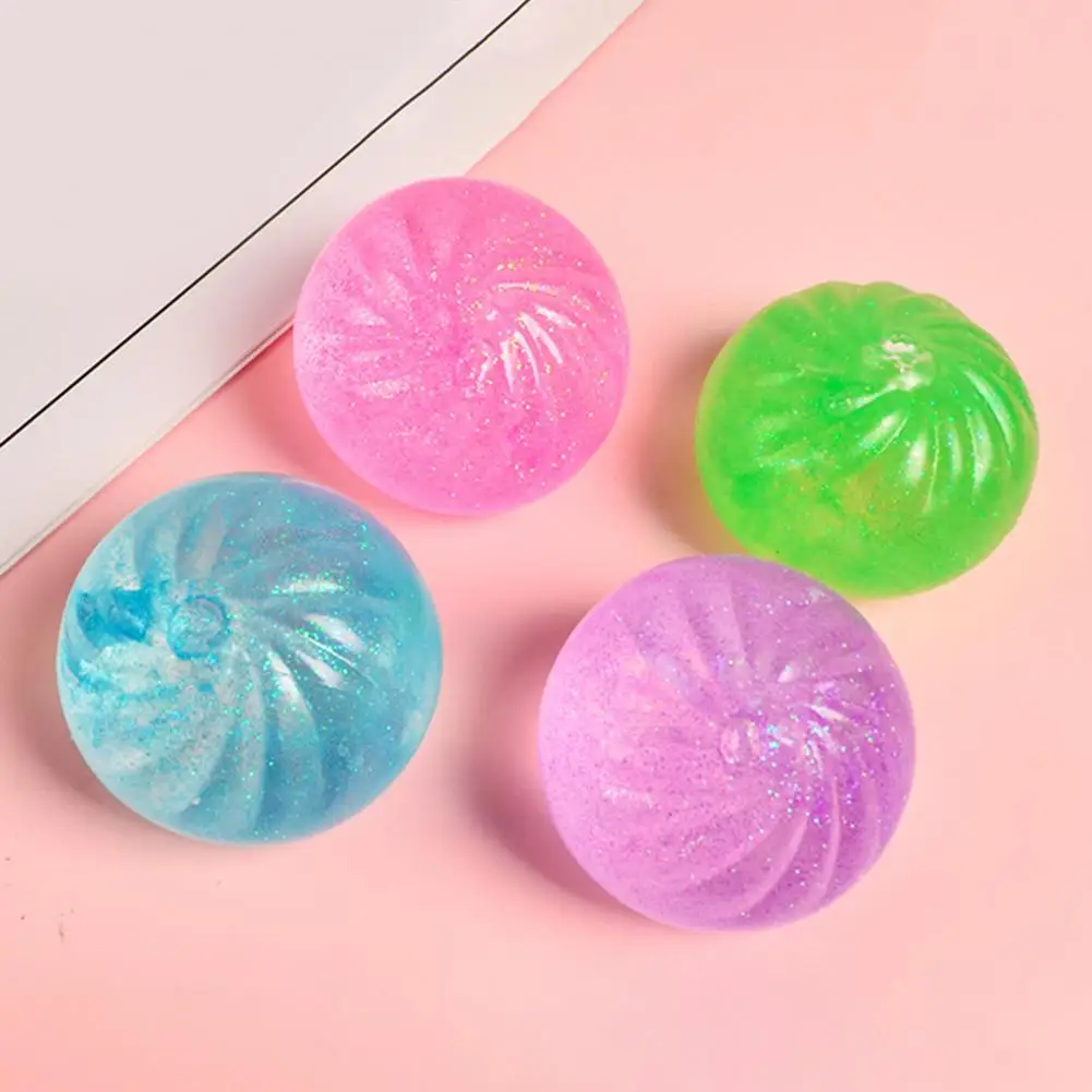 Squeeze Toy for Stress Relief Colorful Sequin Steamed Bun Fun Toys for Stress Relief Halloween Tricks Soft Tpr Dough Buns 2