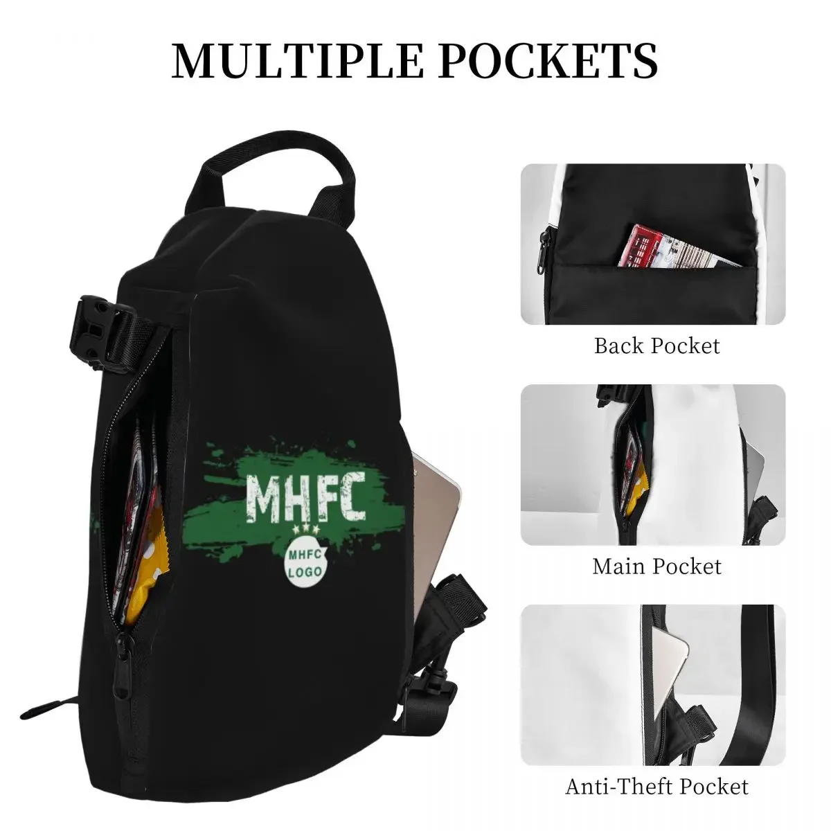 Bolsa tiracolo de um ombro para homens e mulheres, Israel Maccabi, Haifa, MHFC, Peito Campeão, ao ar livre, casual, elegante, Israel