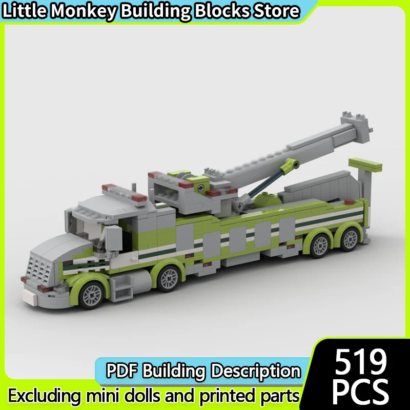 

Модель городской автомобиль MOC, строительные кирпичи, сверхмощный кран, модульная технология, детские праздничные подарки, сборка игрушек, костюм