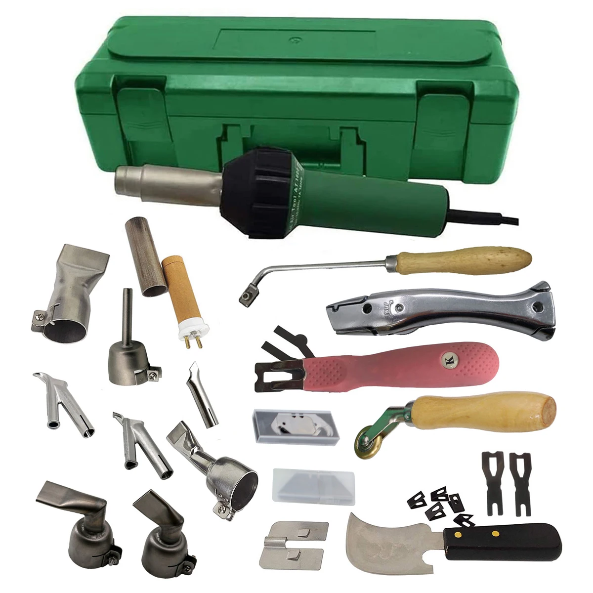 

1600W Professional Heat Gun Kit PVC Roofing Welding Tools Plastic Welder Hot Air Torch With 8pcs Nozzles Groover Flooring Tools