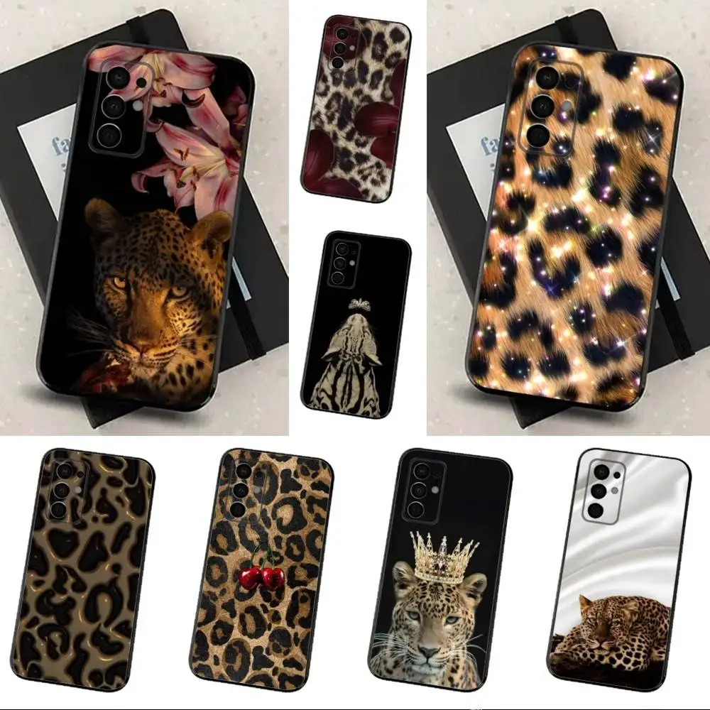 

Luxury leopard Fashion Print Phone Case For Samsung Galaxy A73,31,32,72,41,J7,8,9,53,52,71,22,Note Soft Black Silicone Cover