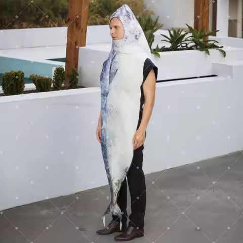 Cosplay Fish Costume Funny Halloween Suit Adult Jumpsuit Carnival Disguise Wearing Show Party Clothes 2025