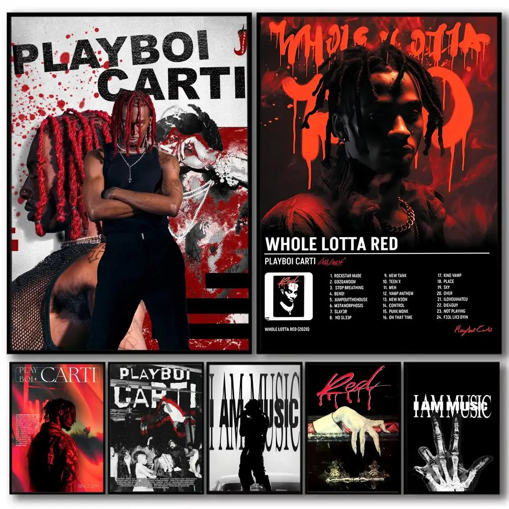 الراب P_Playboi C_Carti اللوحة الخط الكتان قماش المشارك جدار يطبع لغرفة المعيشة غرفة نوم مكتب ديكور المنزل #1