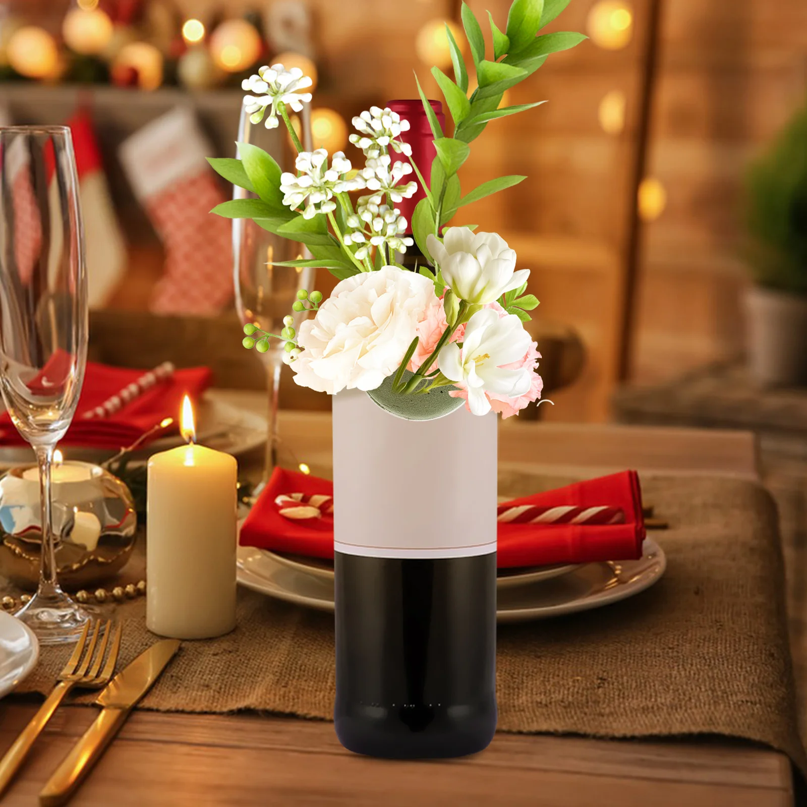 

12Pcs Mini Floral Foam Holder Round Flower Arrangement Base for Wedding DIY Centerpiece Decor Wine Bottle Floral Supplies