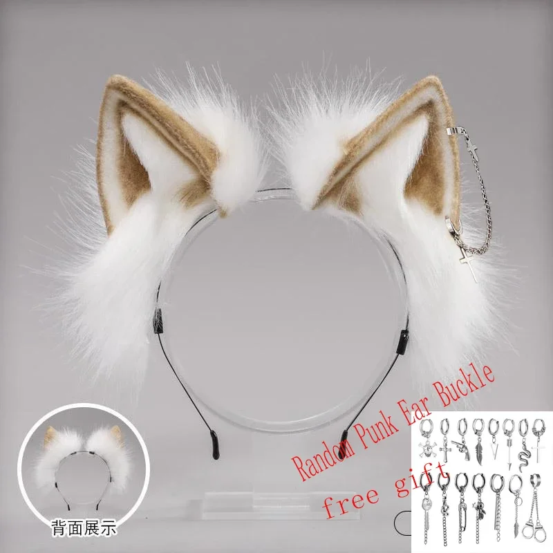 Cosplay Cute Cat Ears Ornamenti per capelli Cat Lady Beast Ears Fasce Accessori Punk Cross Nappa Orecchini Stud