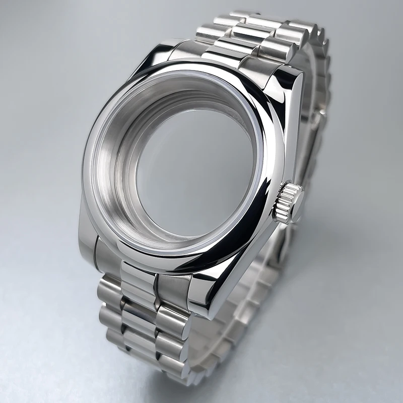 

Корпус DJ 39 мм NH35 R безель с сапфировым стеклом Президентский браслет из нержавеющей стали подходит для NH35 NH36 Механизм Seik Mod Корпус часов