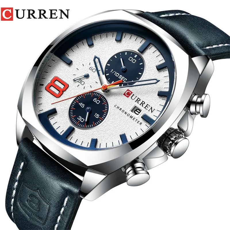 

Curren 8324 Hot Quartz Chronograph Wristwatch Sports Watch Men Leather Watches Men's Army Military Male Clock Relogio Masculino