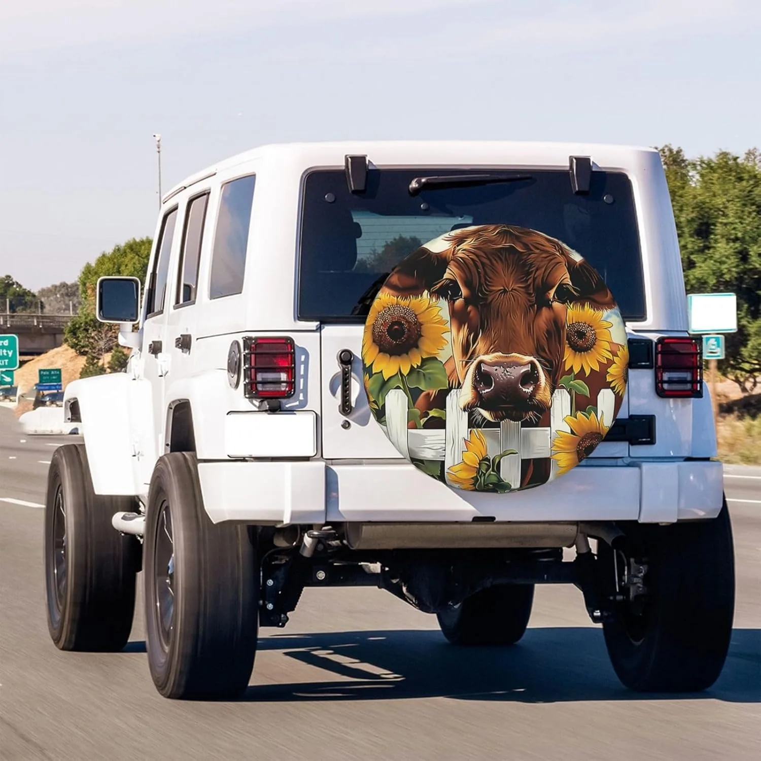 1pc Brown Cow Spare Tire Cover Dust-Proof Wheel Tire Cover Fit Trailer, RV, SUV And Many Vehicle, Wheel Covers For Tires, Premiu