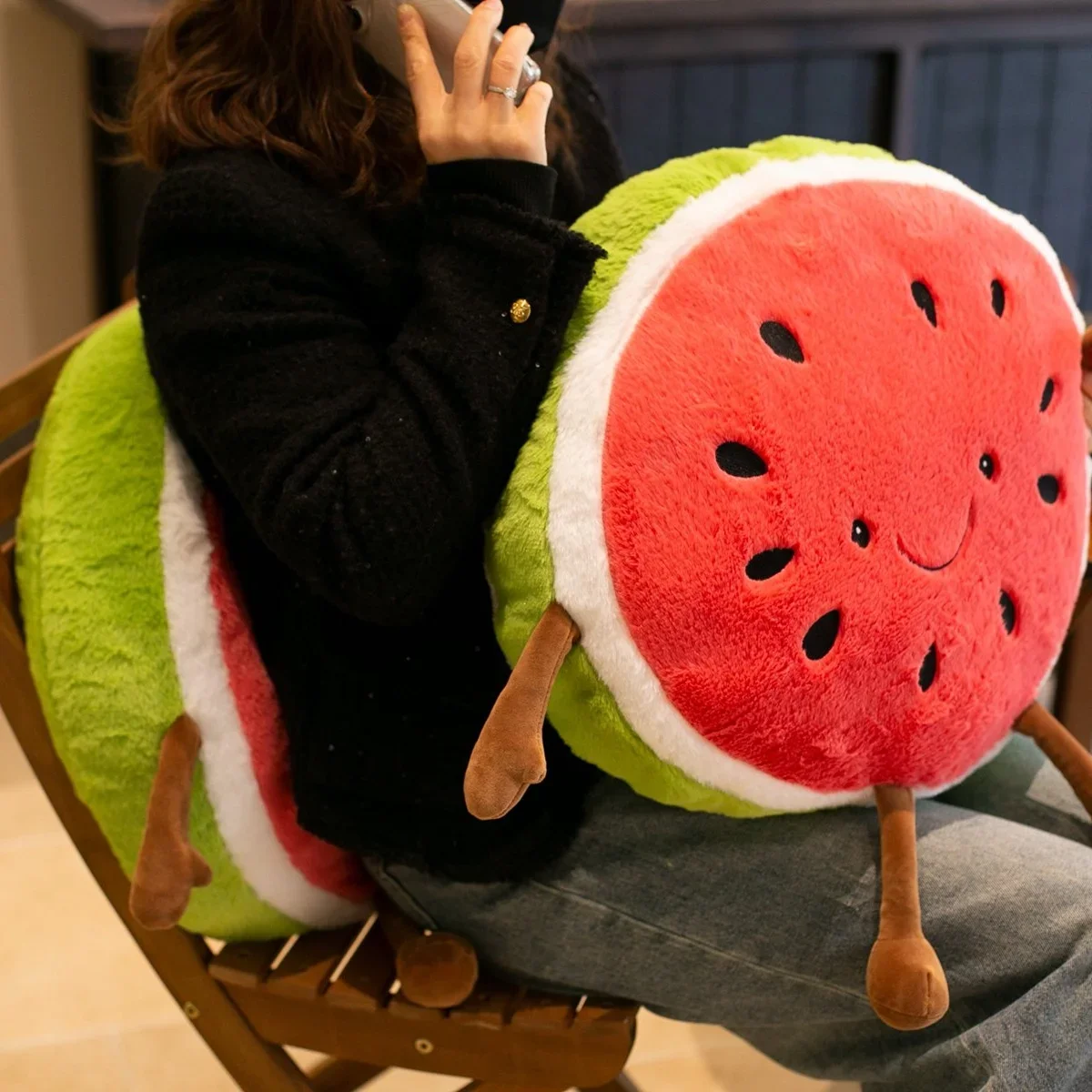Kawaii Smile Watermelon Cushion Plush Toys Funny Cartoon Fruit Stuffed Pillow Soft Sofa Chair Cushion Lovely Home Decor
