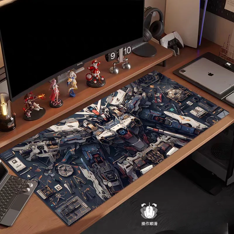 Cartoon HD-Druck Gundam Leder-Mauspad Übergroßes Computer-Tastaturpad Anime-Spiel Anime-Jungen Rutschfeste Gaming-Matte Laptop-Matte
