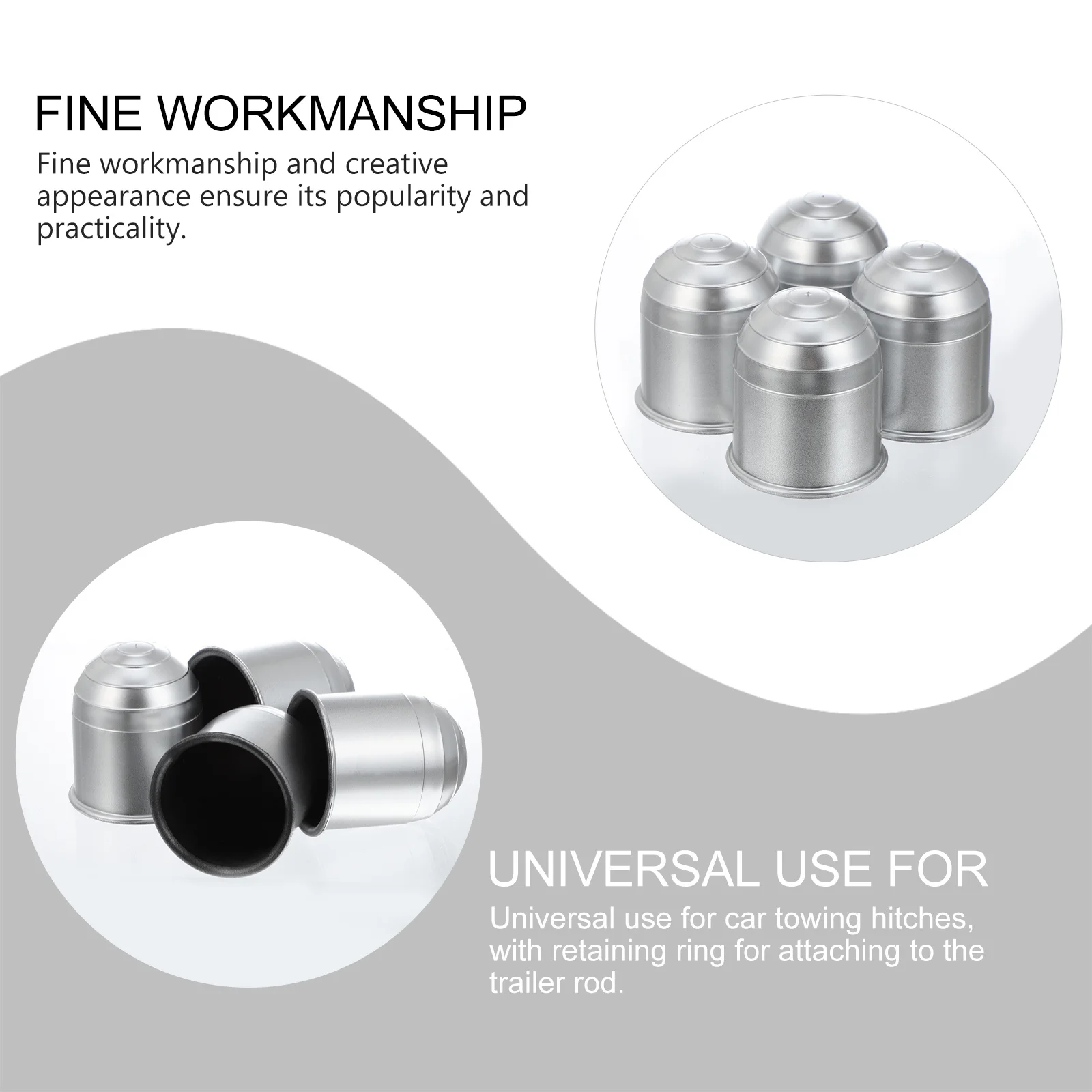 

4Pcs Trailer Coupling Protective Cap Towing Hitch Cover Ball Head Shield Universal Anti-Dirt Anti-Corrosion Guard with Retaining