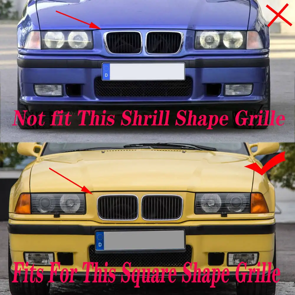 1 Pair Front Hood Bumper Kidney Grilles Grill Chrome for BMW 3-Series E36 Sedan Coupe Touring 1990-1996 51138122237 51138122238 view 2