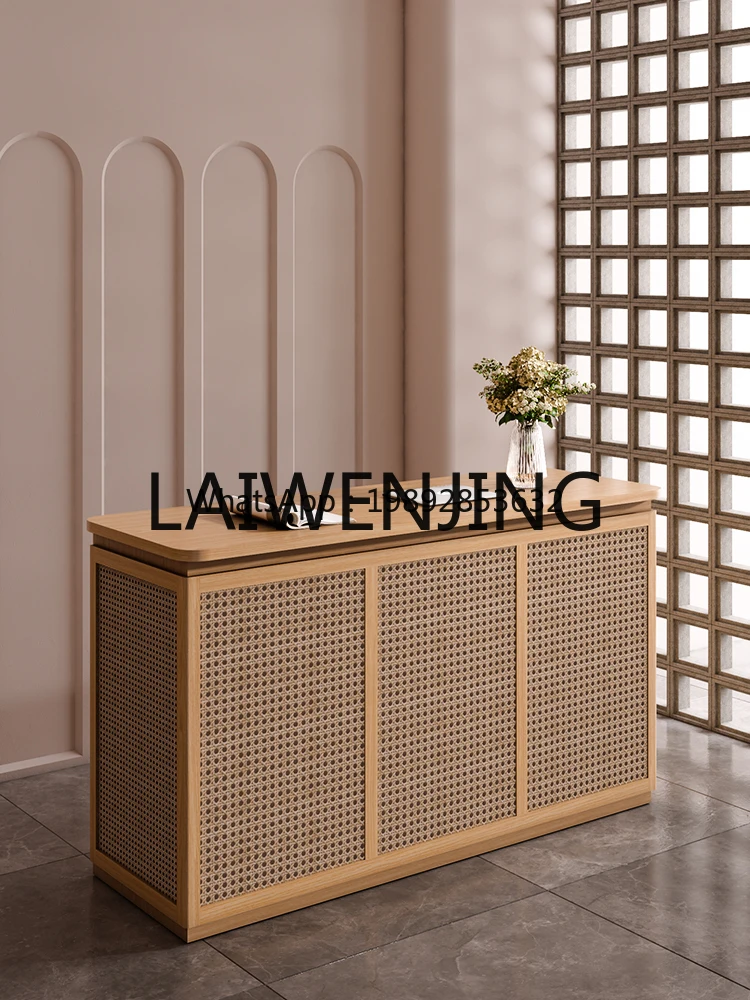 7BGZ Silent Wind Bar Cashier Desk Pastoral Rattan Front Desk Reception Desk