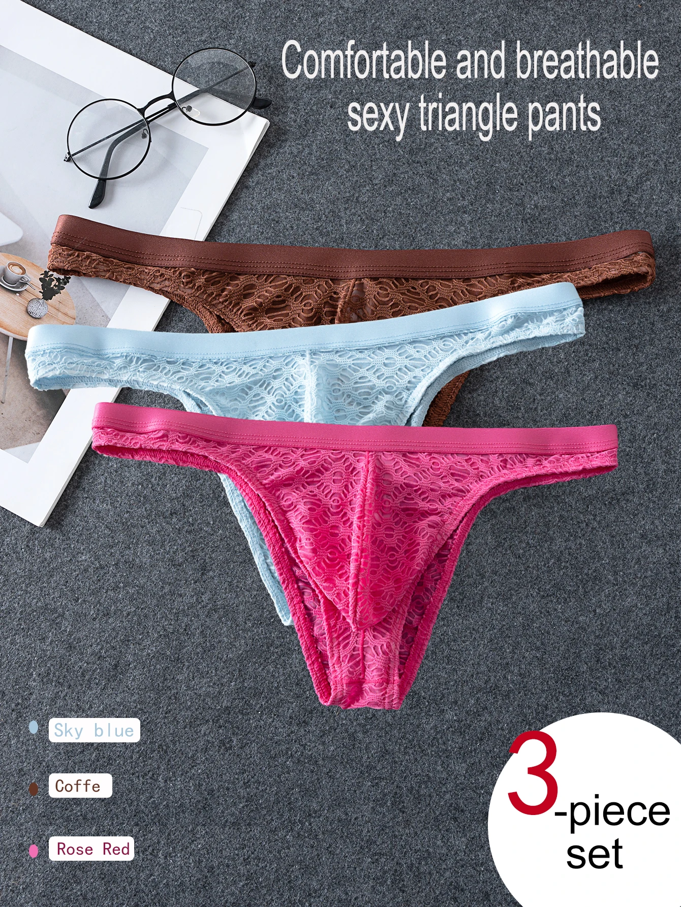 3-piece Set Men's Underwear Adults 18 Plus Sexy Men's Panties Bulge Pouch Solid Underwear Men's Swimming Trunks Briefs 2026 New