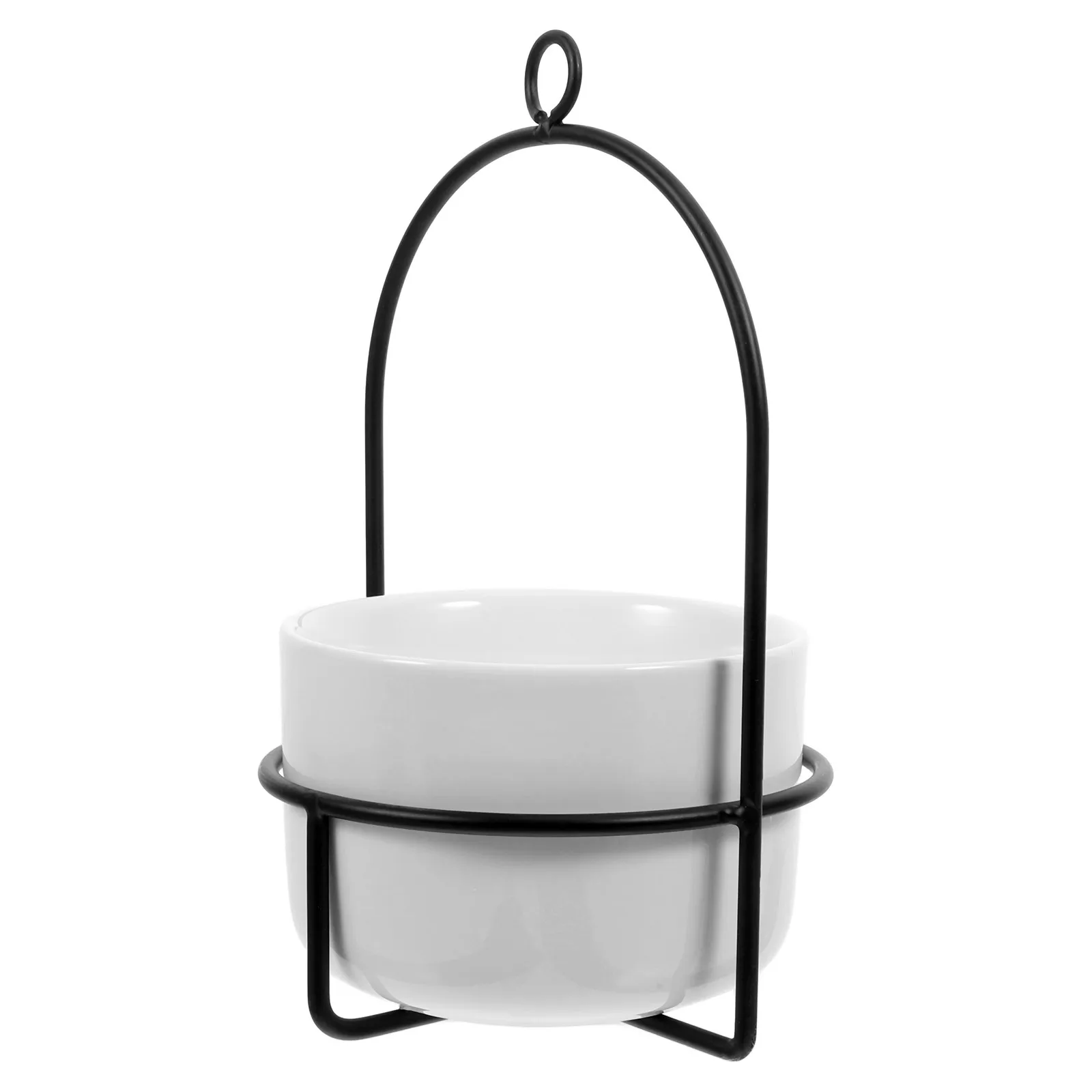

Creative Ceramic Wall Hanging Flower Pot Iron Rack Black Frame White Flowerpot Modern Home Decor Gift Wall Fleshy Flower Pot