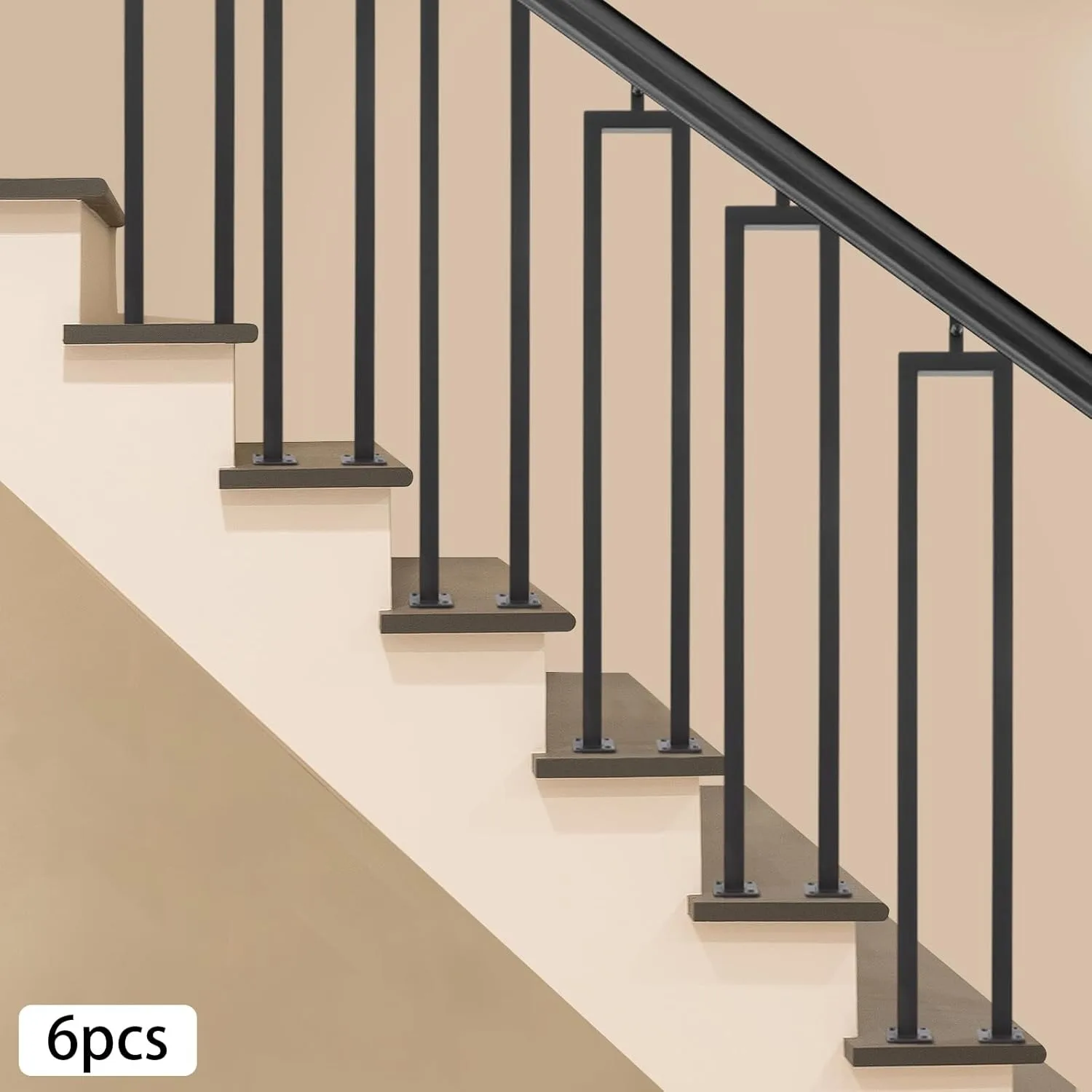 6Pcs U Shape Stair Balusters, 36'' Stair Handrails U Shaped Hand Rails Metal Staircase Handrail Railing Baluster for Stairs Hand