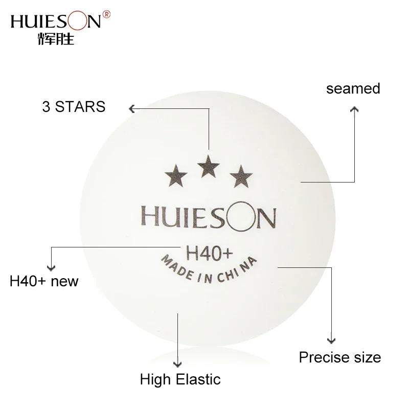 Huieson 50pcs H40+ 3-Star Table Tennis Ball New ABS Plastic Material Ping Pong Ball for Professional Player Competition Training