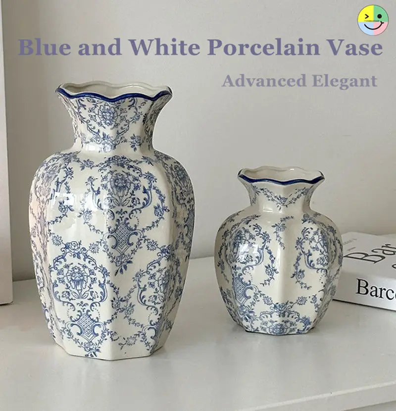 Blue And White Flower Vase Porcelain Ceramic Home Decorations Elegant Home Decor for Living Room