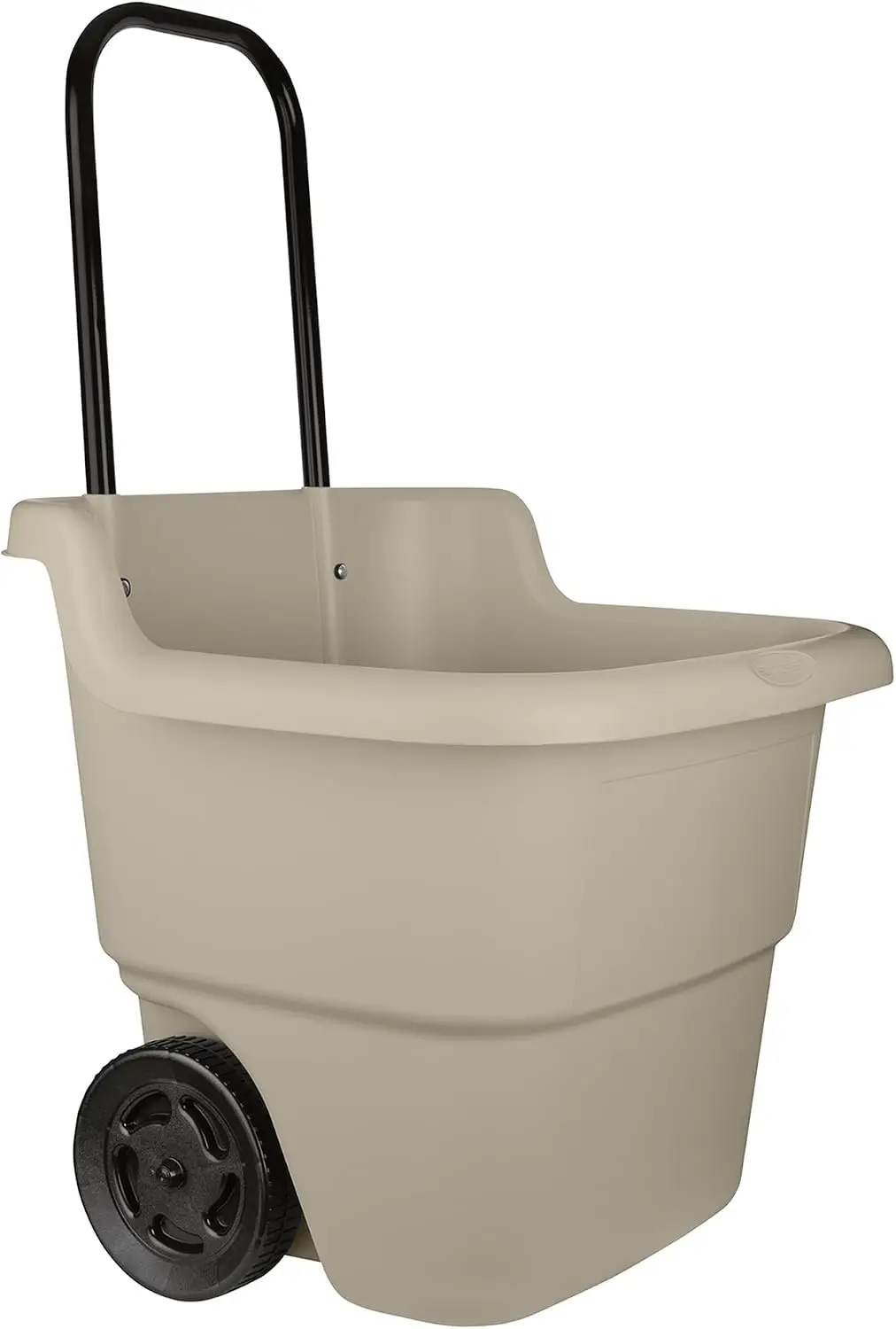 Taupe 15.5-Gallon Resin Garden Cart with Wheels, Lightweight 2-Wheel Outdoor Utility Wheelbarrow for Seniors, Easy-Mobility Yard Cart for Gardening, Firewood and Laundry, Made in USA