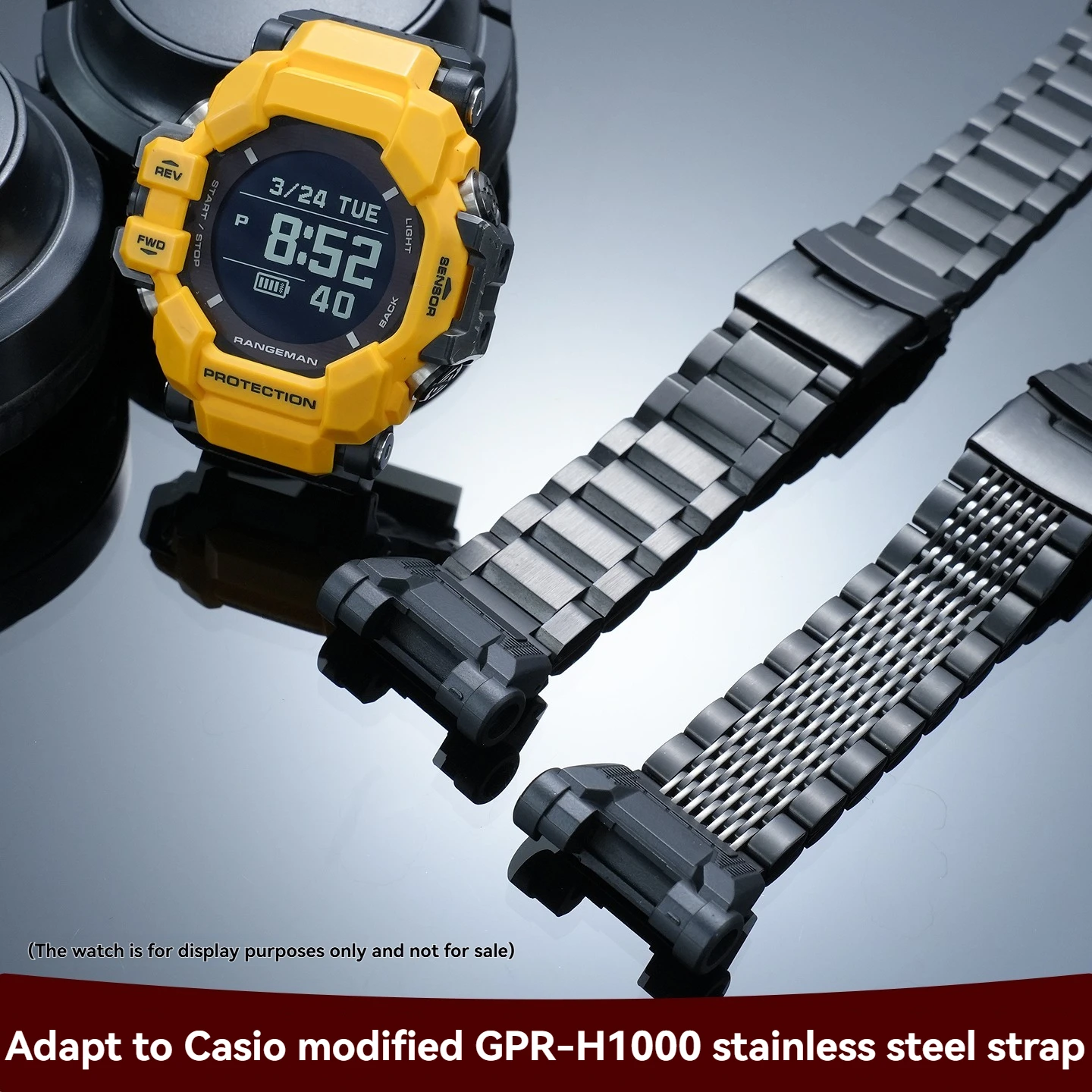 For Casio G-SHOCK GPR-H1000 Catman 3rd Generation Watch Strap, Solid Stainless Steel Mod Replacement Metal Bracelet