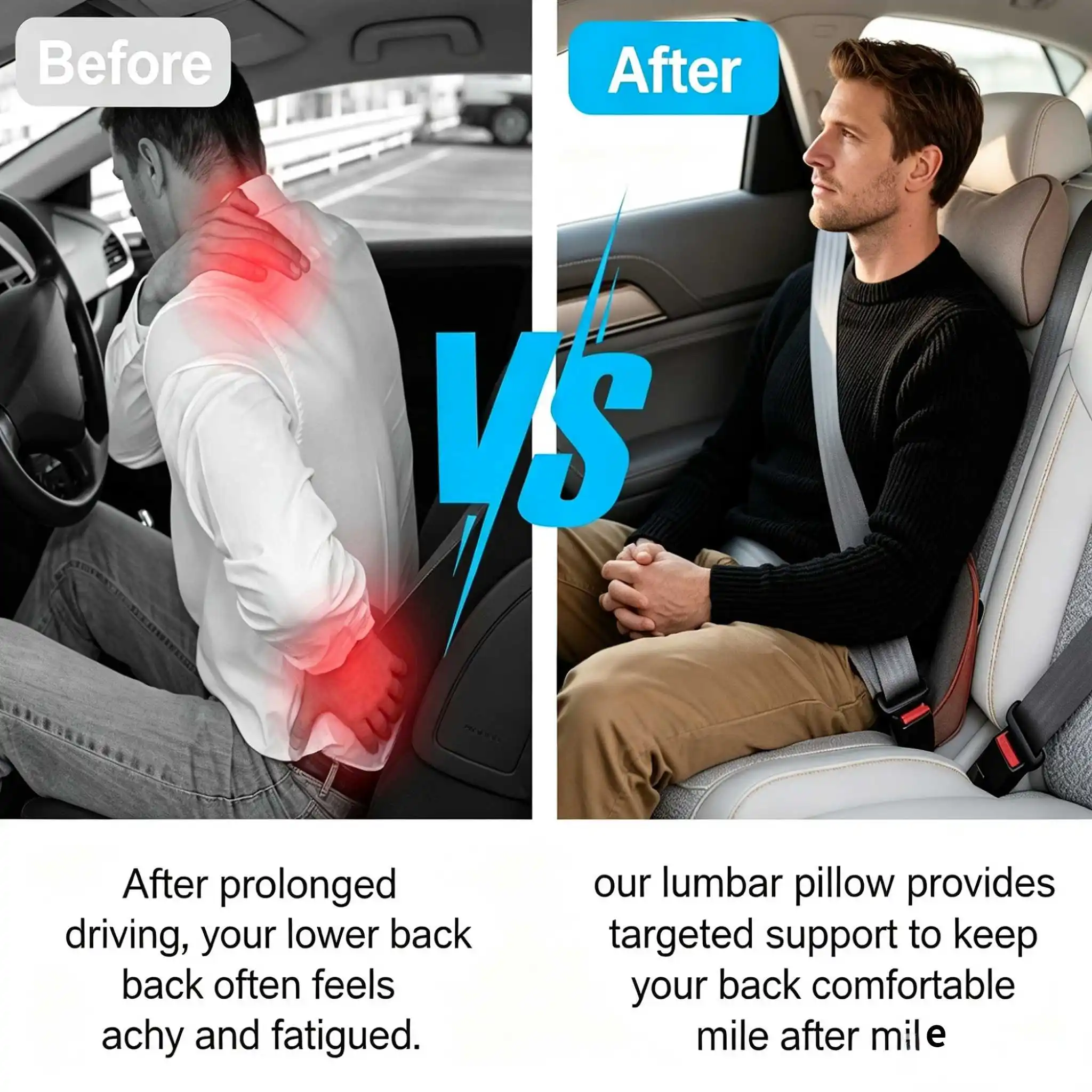 Car Seat Waist Protection Cushion Breathable For Lumbar Support Office Car Pad Interior Accessories