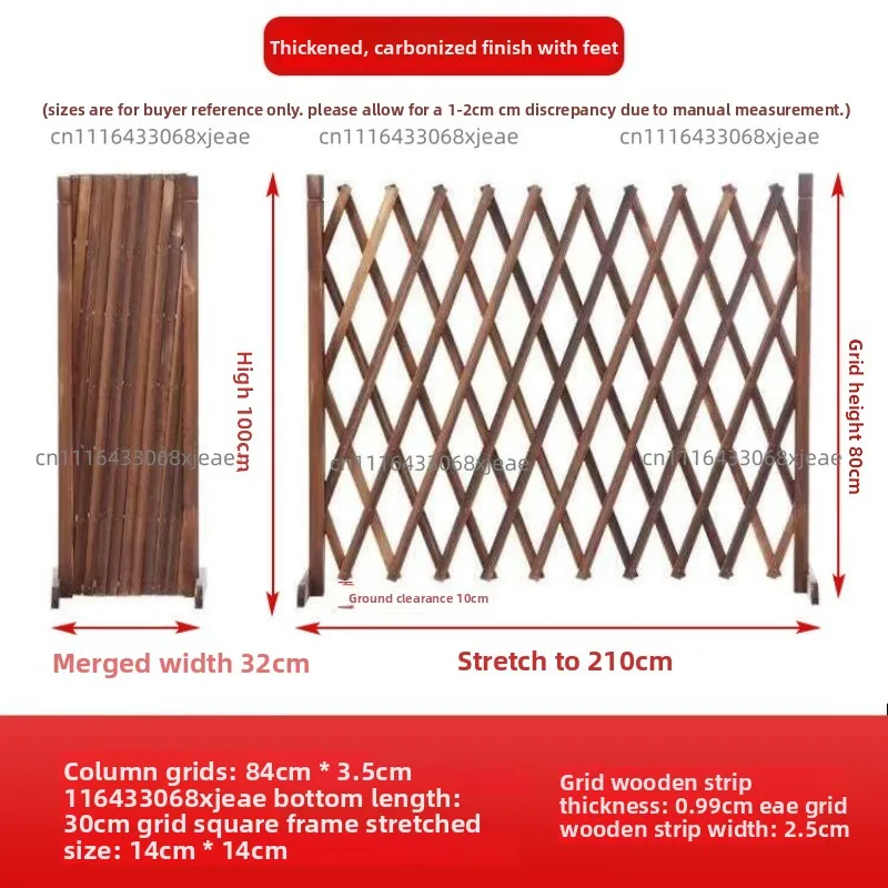 Retractable wood fence, indoor pet fence doors for cats and dogs, garden patio and balcony