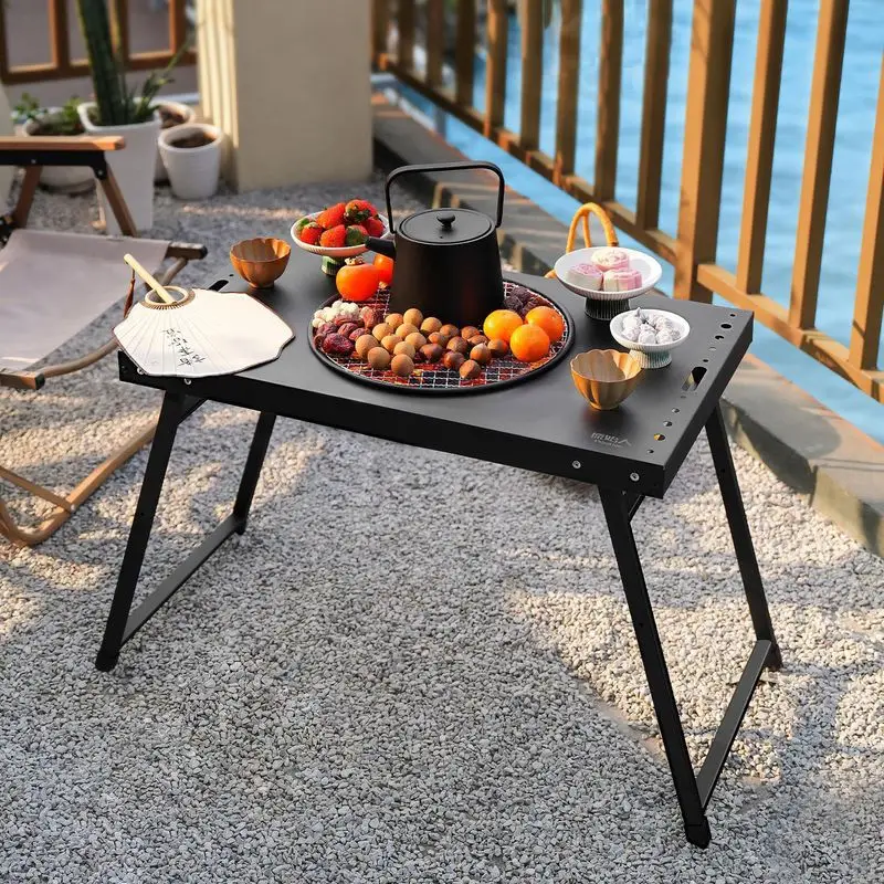 Outdoor Folding Barbecue Square Table Stove Portable Camping BBQ Charcoal Grill With Storage Bag Patio Tea Boiling