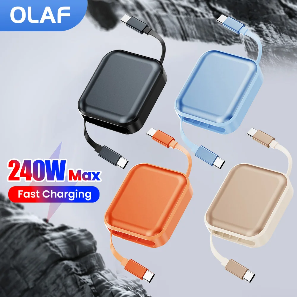 PD240W Fast Charging Retractable Type C Cable For iPhone 17 16 15 Xiaomi Huawei Samsung USB C To USB C Super Fast Charging Cable