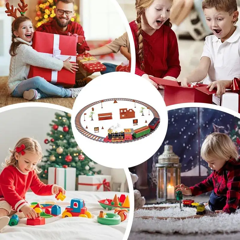 Weihnachten Zug Spielzeug Weihnachten Elektrische Zug Mit Nebel Batterie Betrieben Eisenbahn Track Spielset Lokomotive Motor Spielset Für Kinder