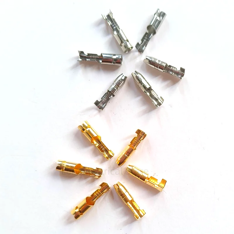 100Pcs 4.0mm Female + Male /Bullet Terminals Connector Gold Brass/Silver With Insulating Sleeves for Car Wire Connector
