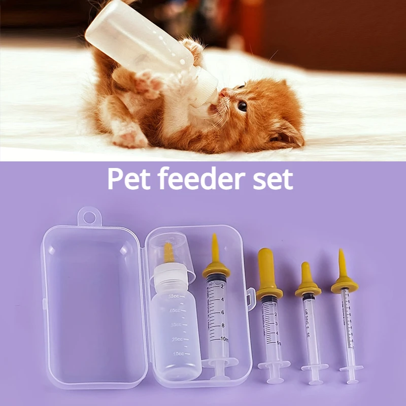 

Pet Feeding Device Set Cat Dog Care Bottle Syringe Suit Newborn Kitten Feed Device with Feeding Bottle Puppy Medication Device