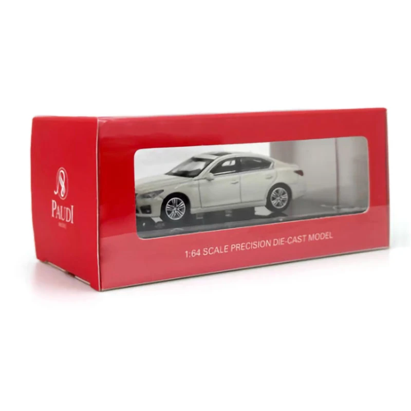PAUDI MODELO Diecast 1:64 escala INFINITI Q50S coche en miniatura de aleación decoración estática coleccionables juguetes de regalo