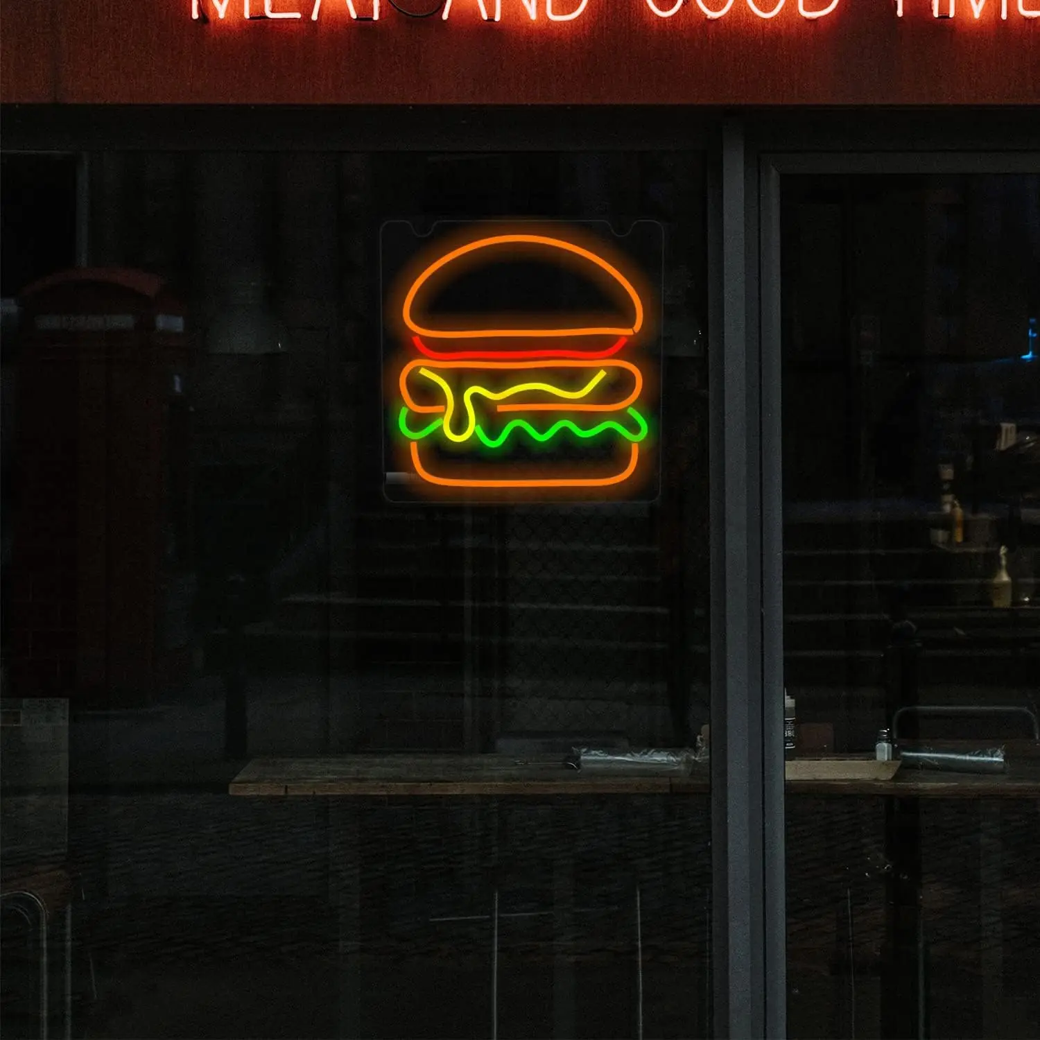 Hamburger Neon Signs For Wall Decor Burger LED Neon Light For Restaurant Snack Bar Kitchen Coffee Shop Wall Decor