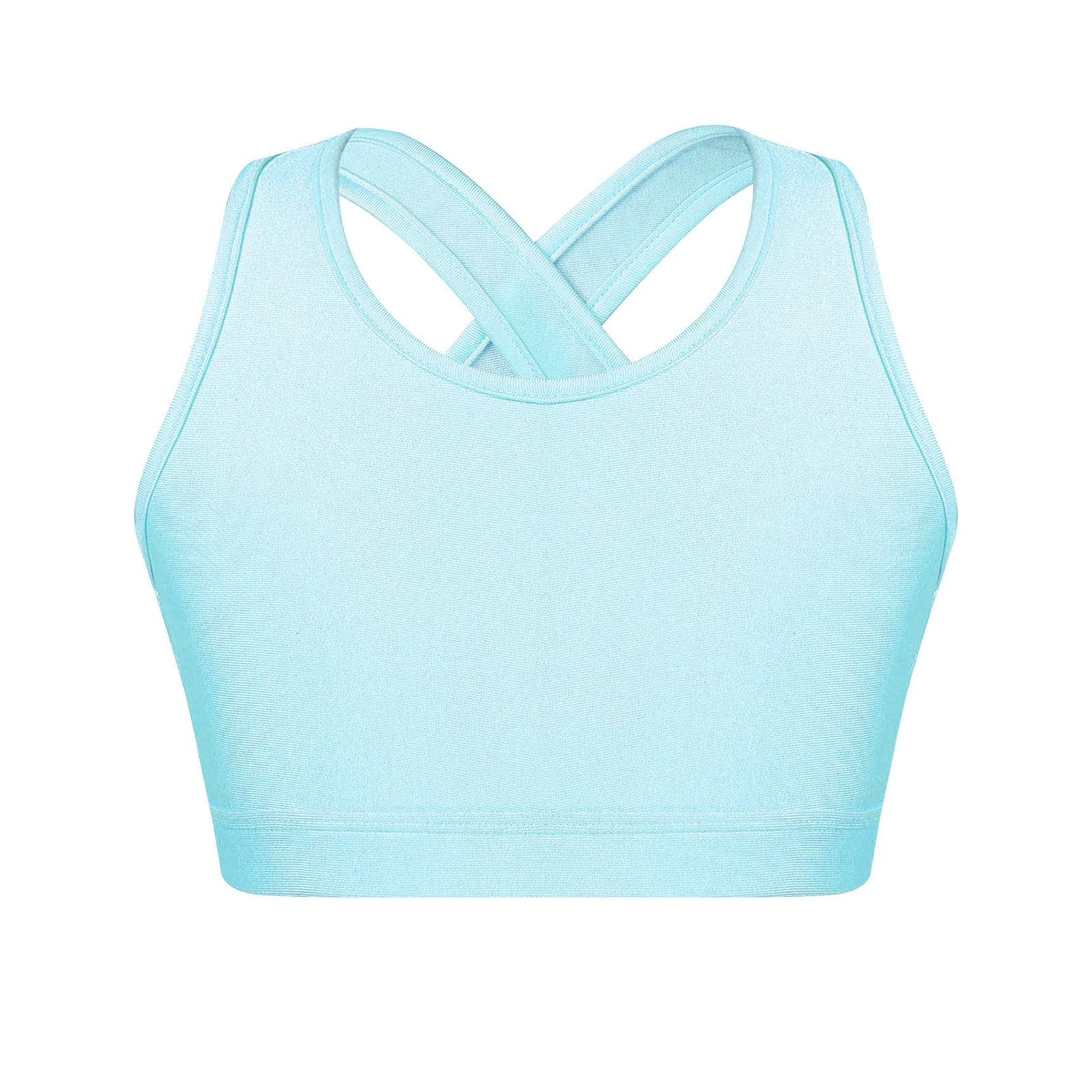 Bambini ragazze danza Top Sport Top corto gilet spallacci senza maniche buco della serratura indietro antiurto palestra Yoga reggiseno sportivo Top