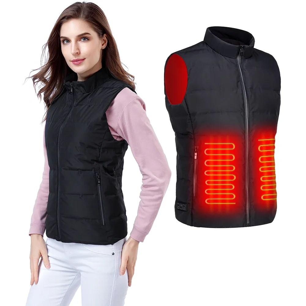 Heated Jacket woman Down Heated Jackets For Men Women Vests Winter Jackets Fashion Hiking Coat Heating Clothing For Women Black