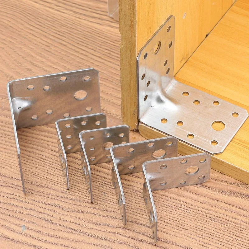 1-10pcs L-shaped Corner Brackets Furniture Corner Connector Galvanized Iron Universal Heavy Duty Angle Shelf Fastener Bracket