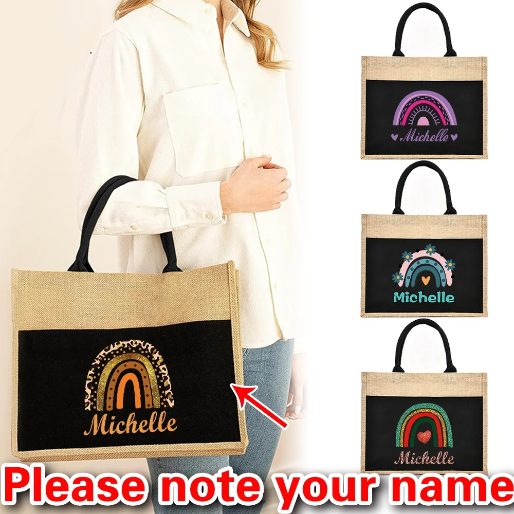 

Льняная женская сумка большой емкости для покупок с открытой рукой, дорожная сумка для хранения, повседневная пригородная сумка