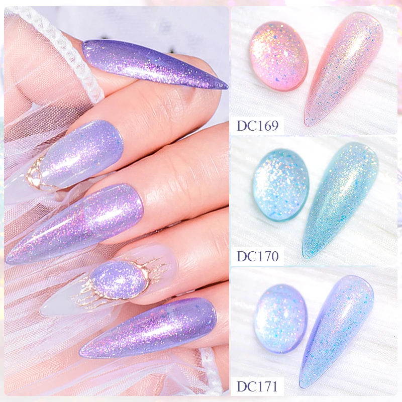 Mtssii Dream Color Glitter Nail Gel Polish 7ml Shimmer Pearlescent Gel Coat Function Glitter Soak Off Nail Art UV Gel Varnish