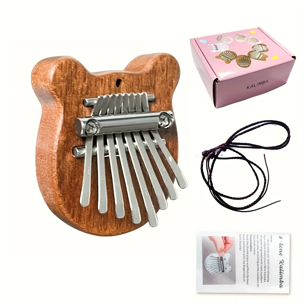 Mini piano Kalimba de madera de 8 teclas, instrumento de piano de pulgar de alta calidad, accesorio musical y regalo colgante, compañero musical perfecto