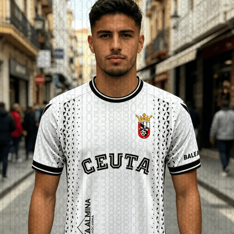 2026 Fußball-Trikot AD Ceuta Erwachsenen-Sport-Freizeit-T-Shirt Schnelltrocknend Atmungsaktiv Weich Bequem Leichtgewichtig - Eltern-Kind