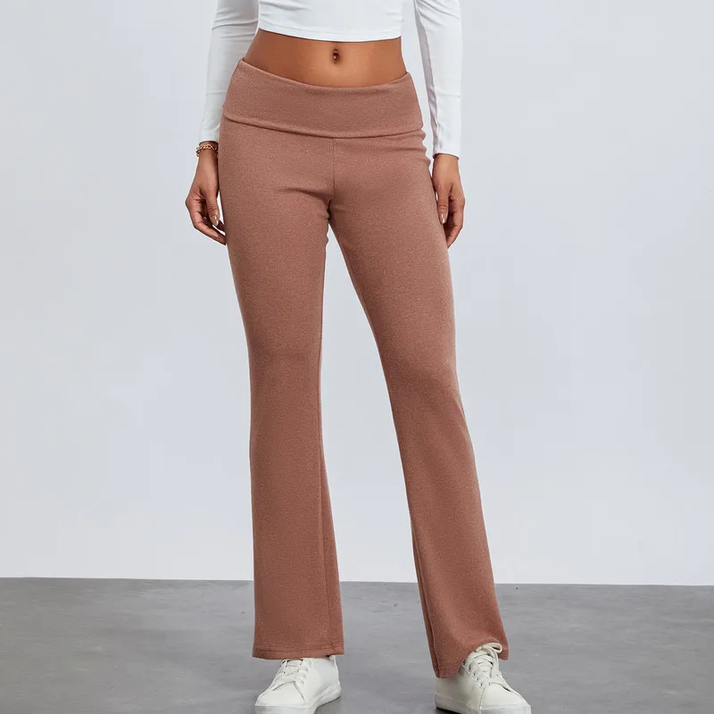 

Women High Waist Pants Solid Micro-Flared Pants Slim Trousers Casual Sweatpants Bottoms