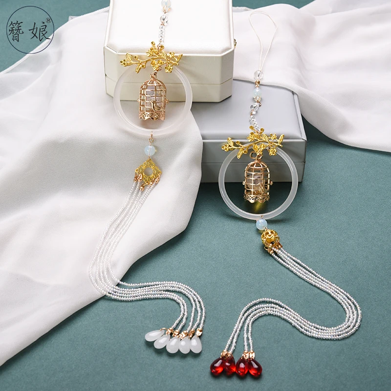 

2024 chinese manual ancient retro style long tassels chest accessories cheongsam and hanfu waist pendant hollow design pendant