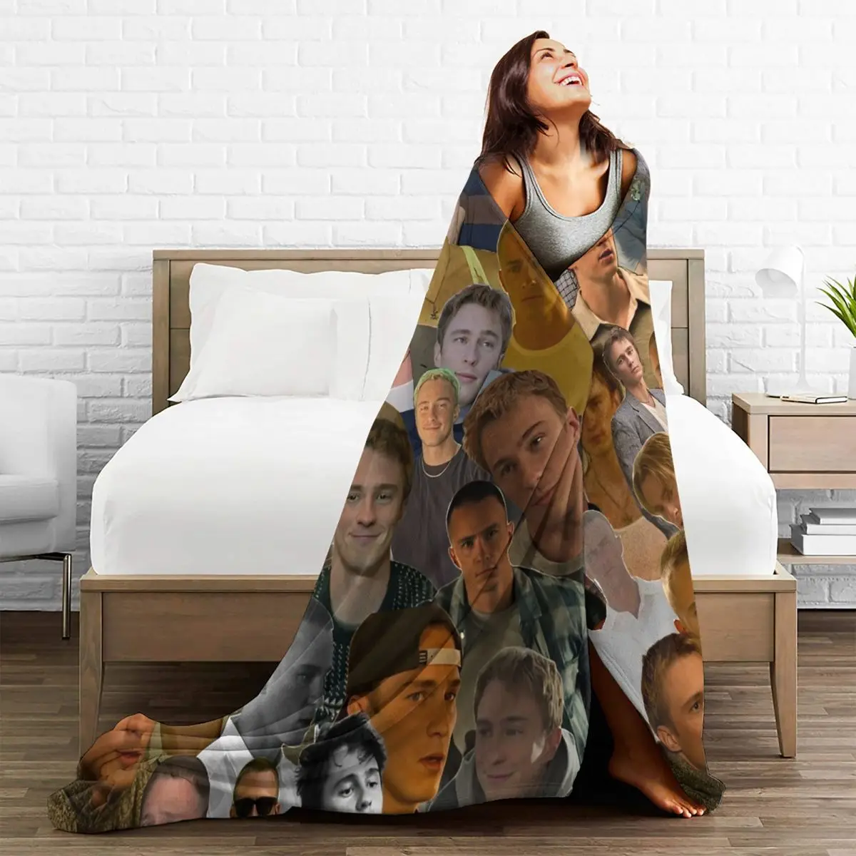 Drew Starkey Photo Collage Blanket Warm Soft Plush Throw Blanket For Couch Chair Sofa Bed Decorative Flannel Bedspread Bed Cover