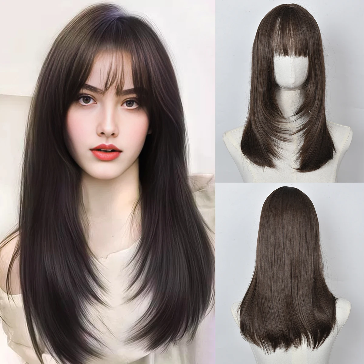 

Synthetic high-level clavicle wig headgear layered natural heat-resistant for elegant wear by everyday women at parties