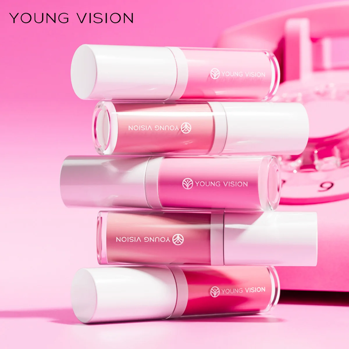 YOUNG VISION Spugna di bellezza a 3 colori + fard liquido Velluto setoso Rosa Fard liquido Cosmetici naturali e facili da sfumare