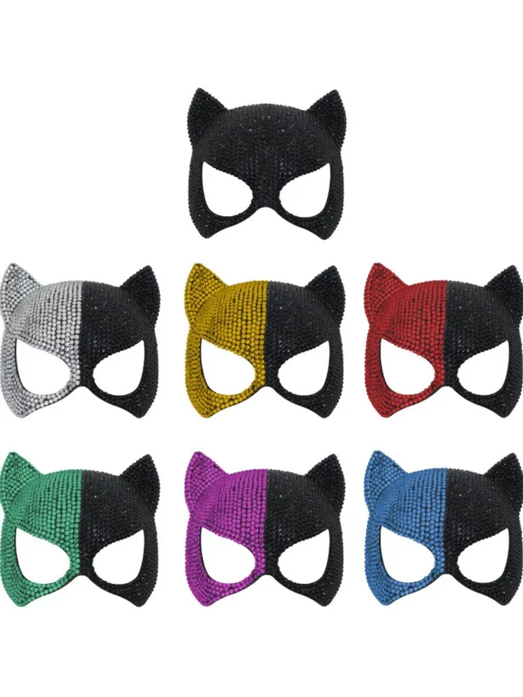 Masque en diamant de chat, demi-visage Sexy, masque pour les yeux, mascarade, fête d'halloween, masque de Cosplay, accessoires de Costume, jouet de jeu de rôle pour hommes et femmes